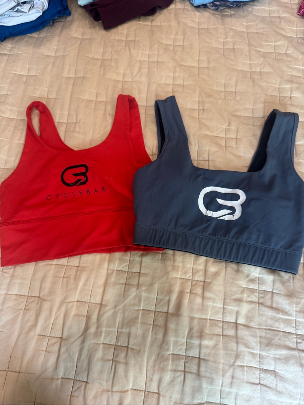 Cyclebar Red and Gray Scoop Sports Bras Duo